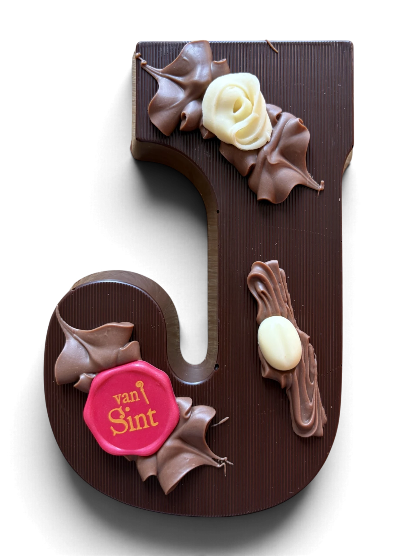 Chocoladeletter J, puur, Van Sint-zegel