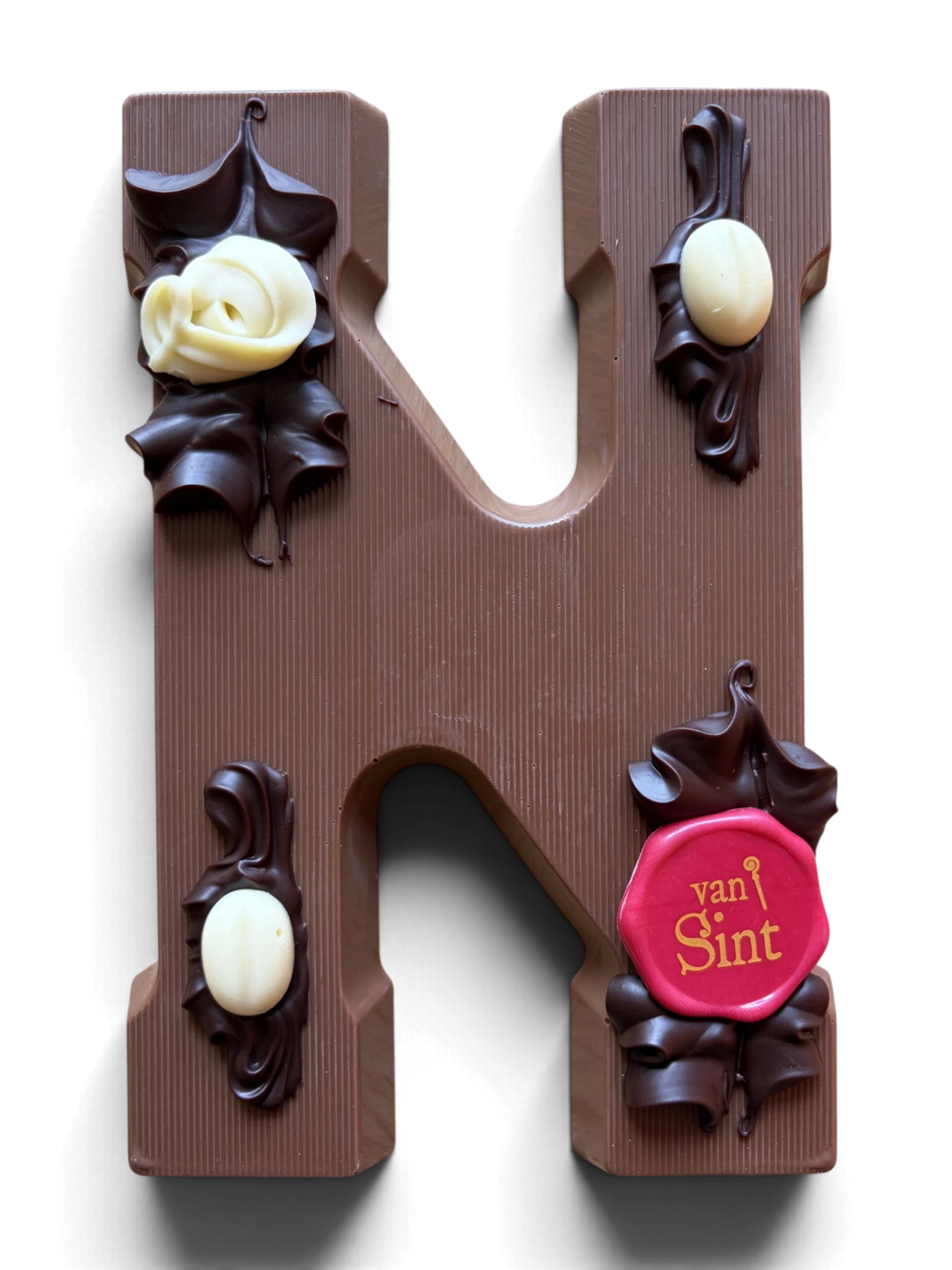 Chocoladeletter N, melk, Van Sint-zegel