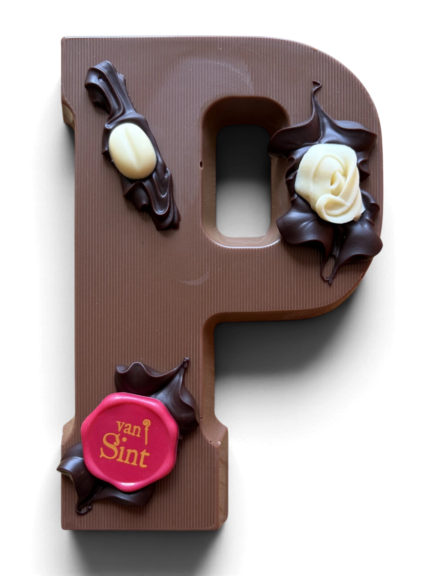 Chocoladeletter P, melk, Van Sint-zegel