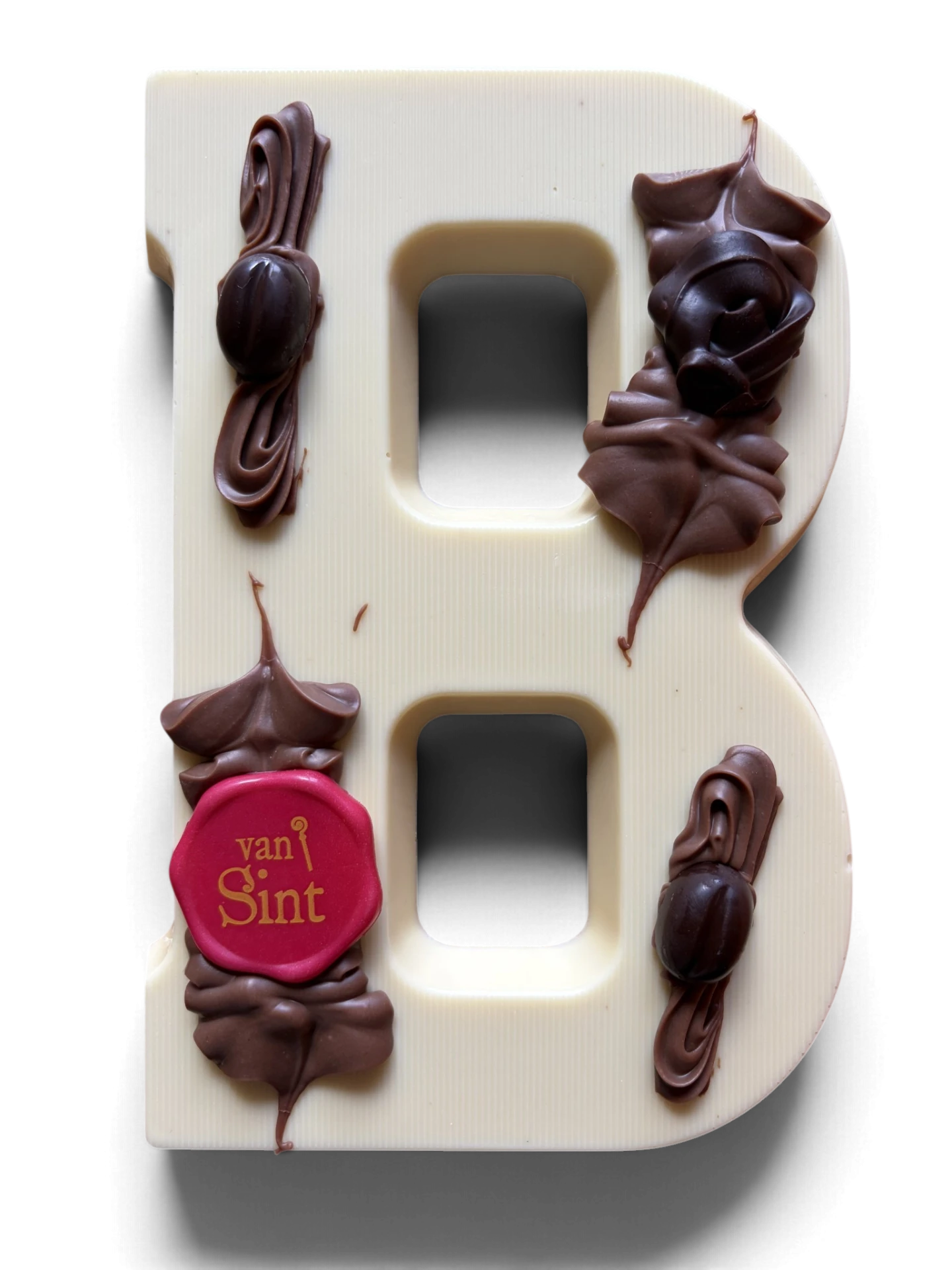 Chocoladeletter B, wit, Van Sint-zegel