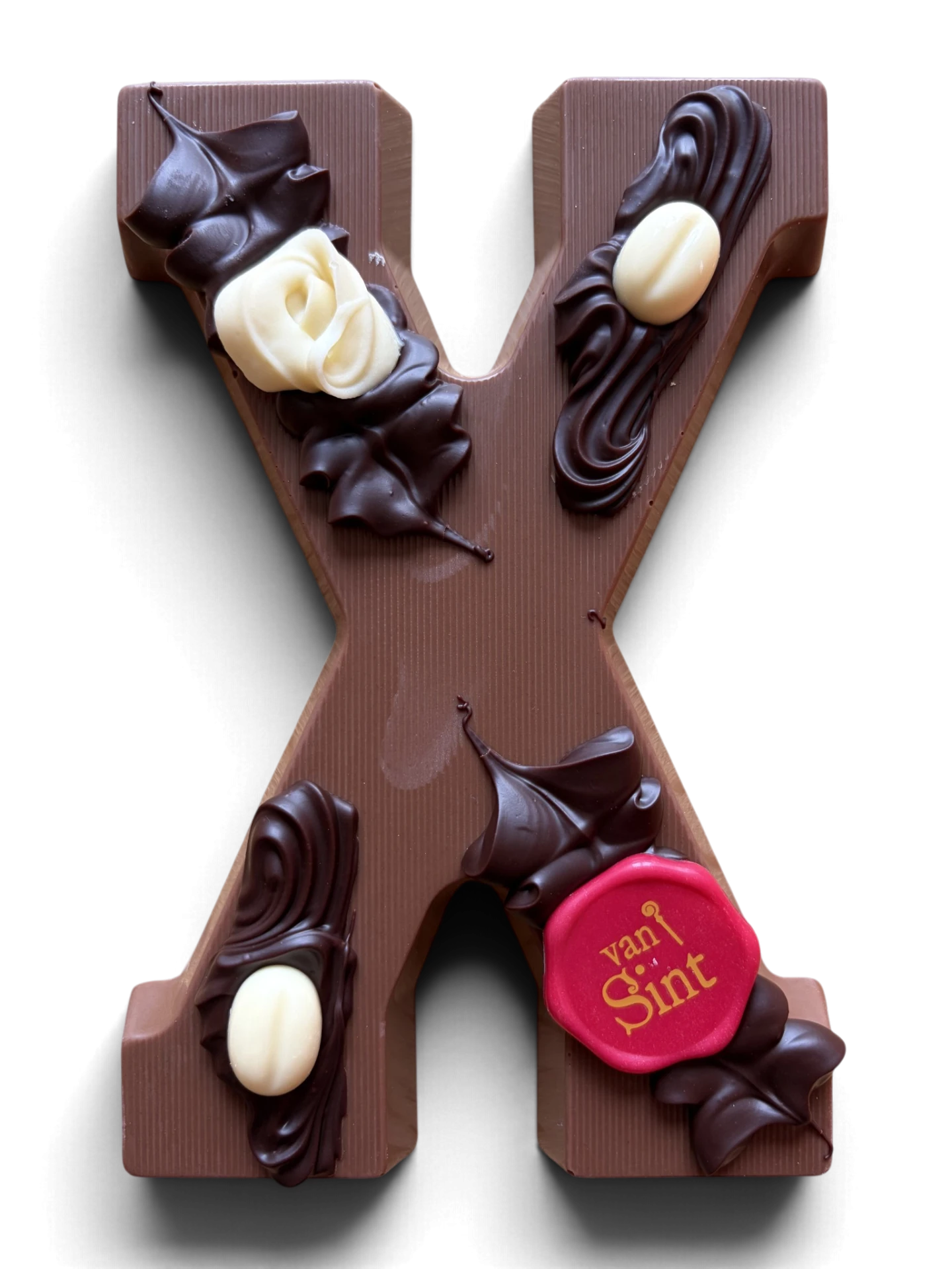 Chocoladeletter X, melk, Van Sint-zegel