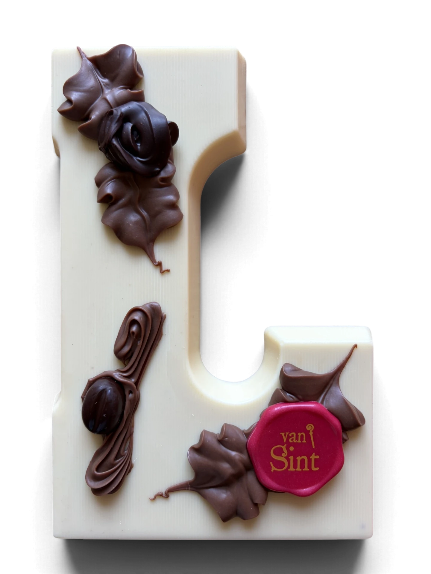Chocoladeletter L, wit, Van Sint-zegel