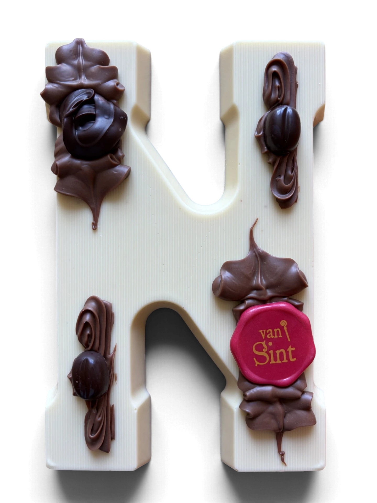 Chocoladeletter N, wit, Van Sint-zegel