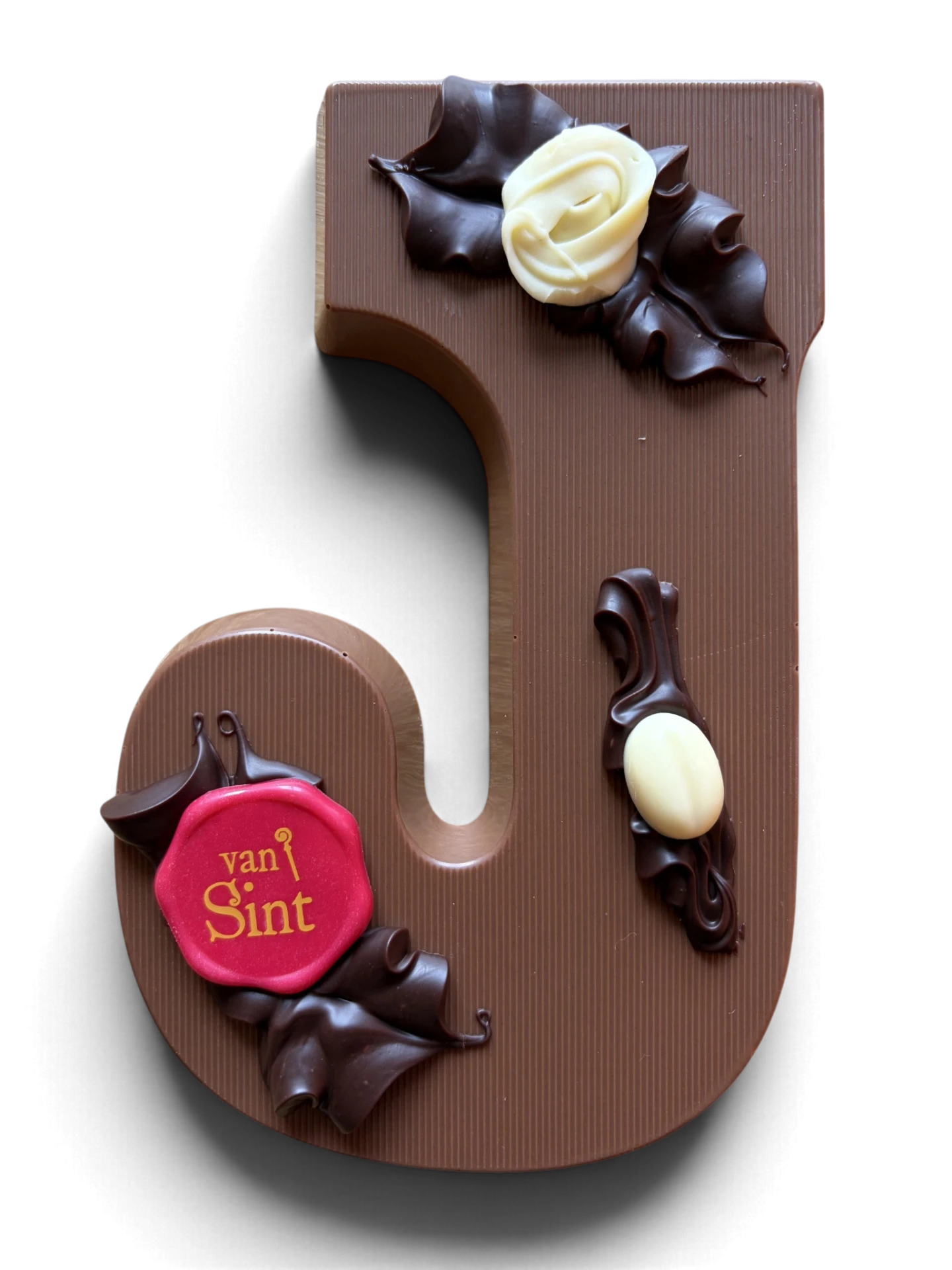Chocoladeletter J, melk, Van Sint-zegel