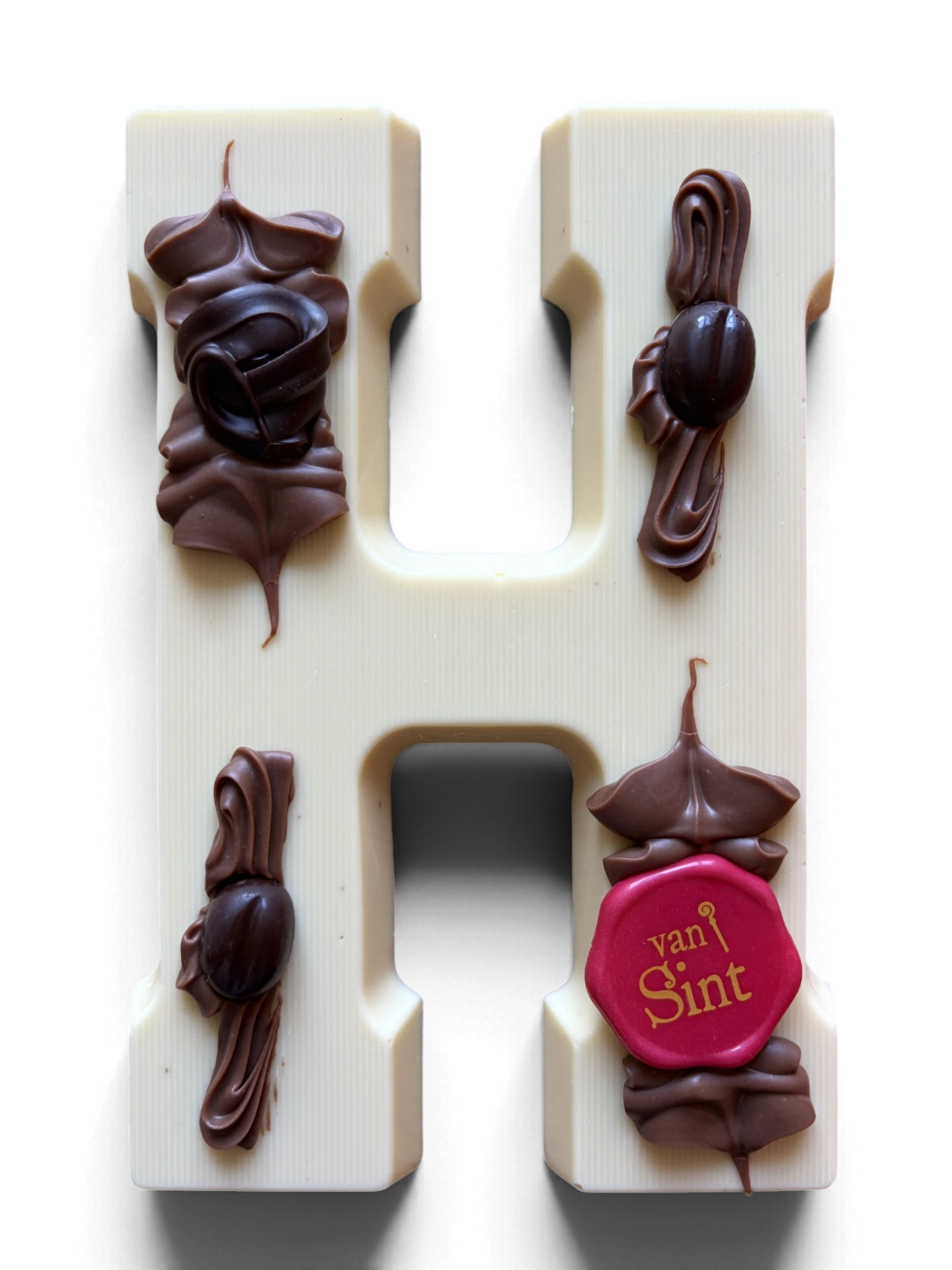 Chocoladeletter H, wit, Van Sint-zegel