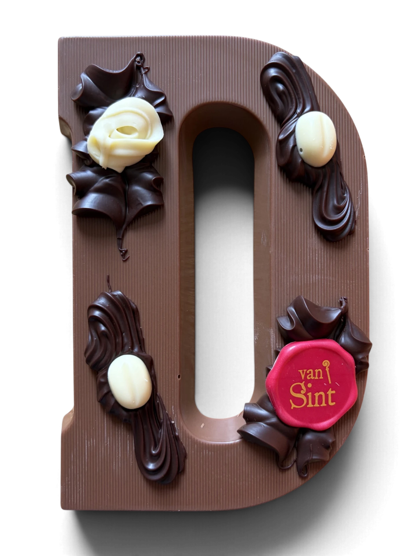 Chocoladeletter D, melk, Van Sint-zegel