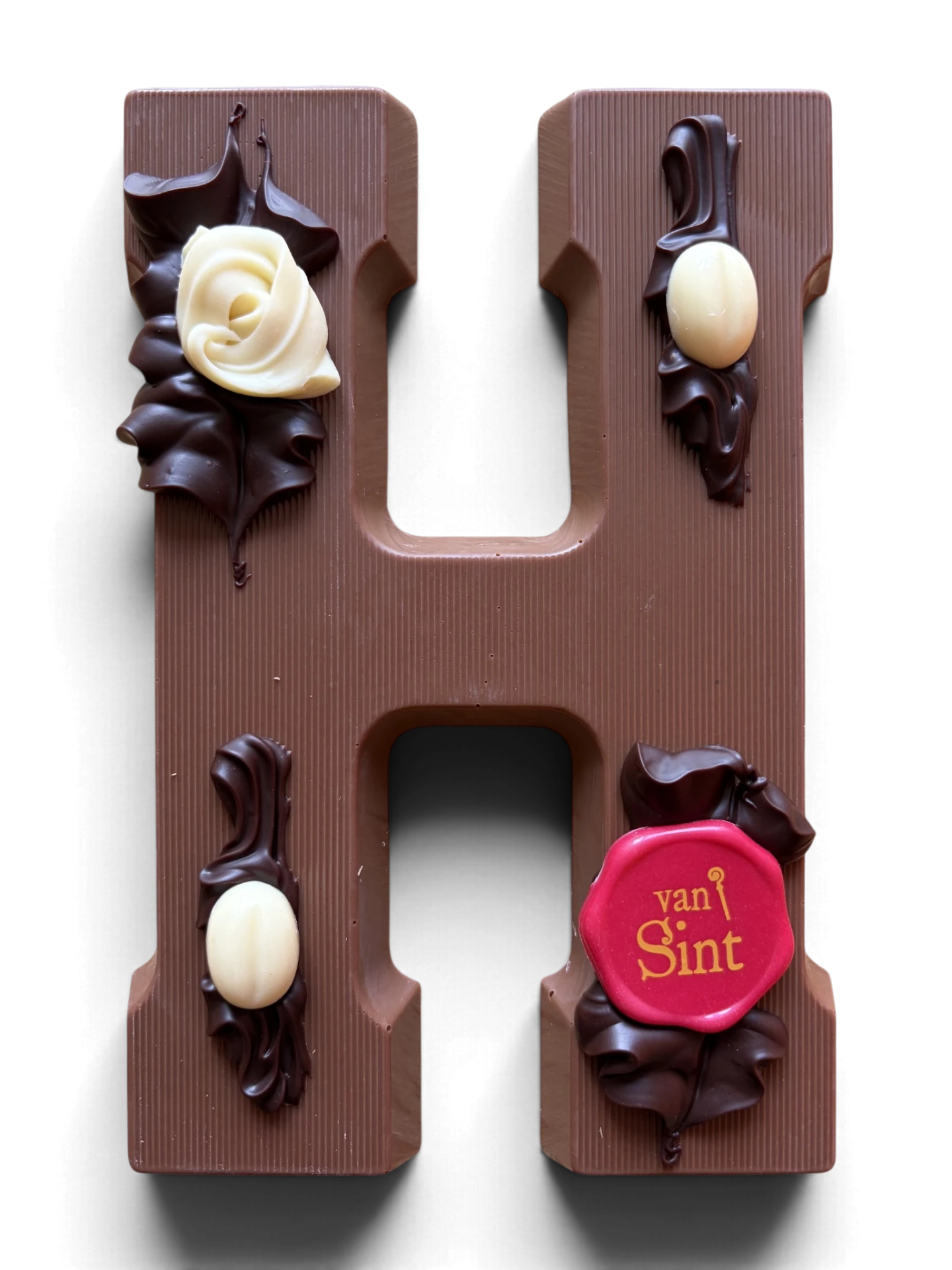 Chocoladeletter H, melk, Van Sint-zegel