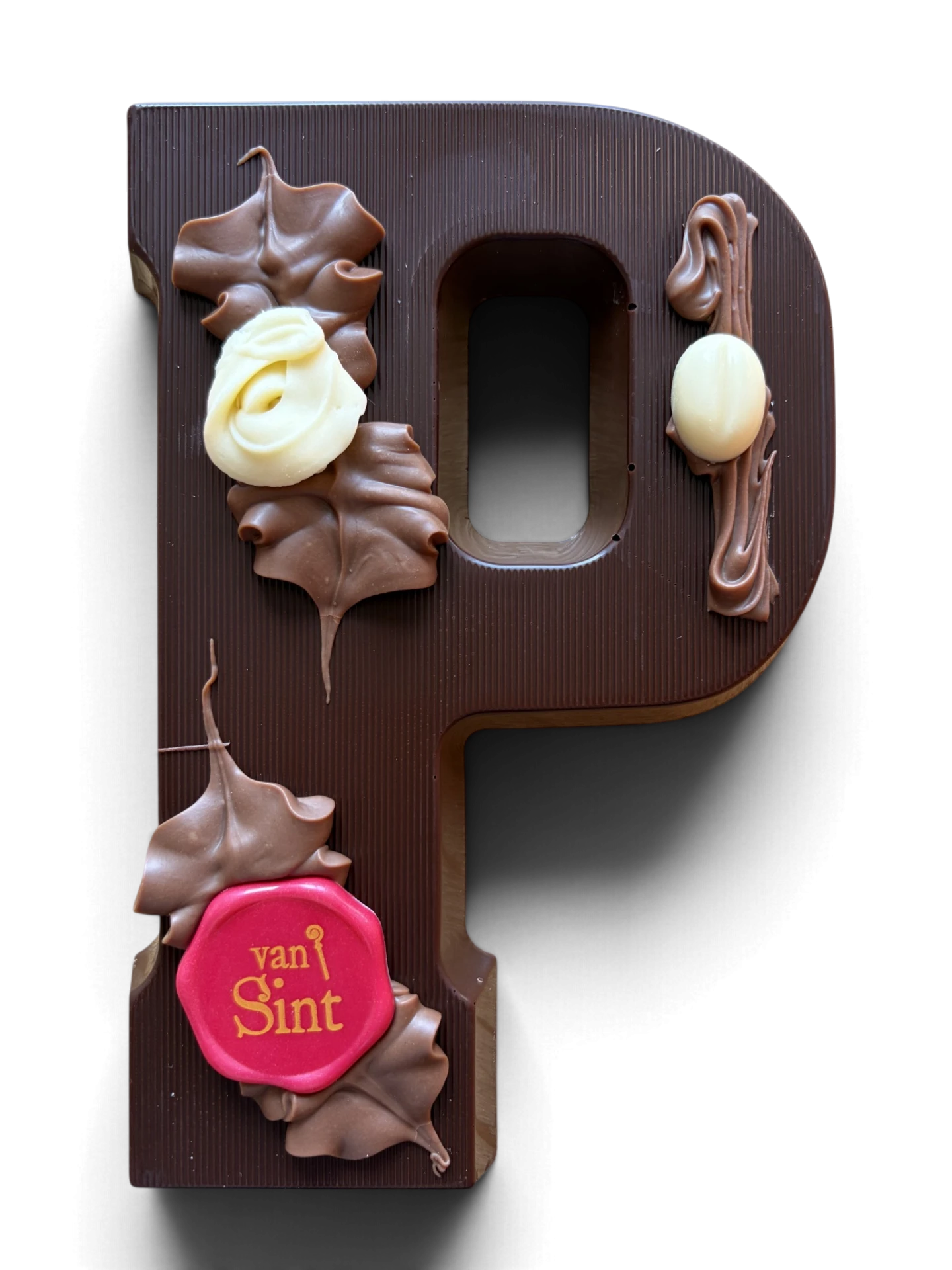 Chocoladeletter P, puur, Van Sint-zegel