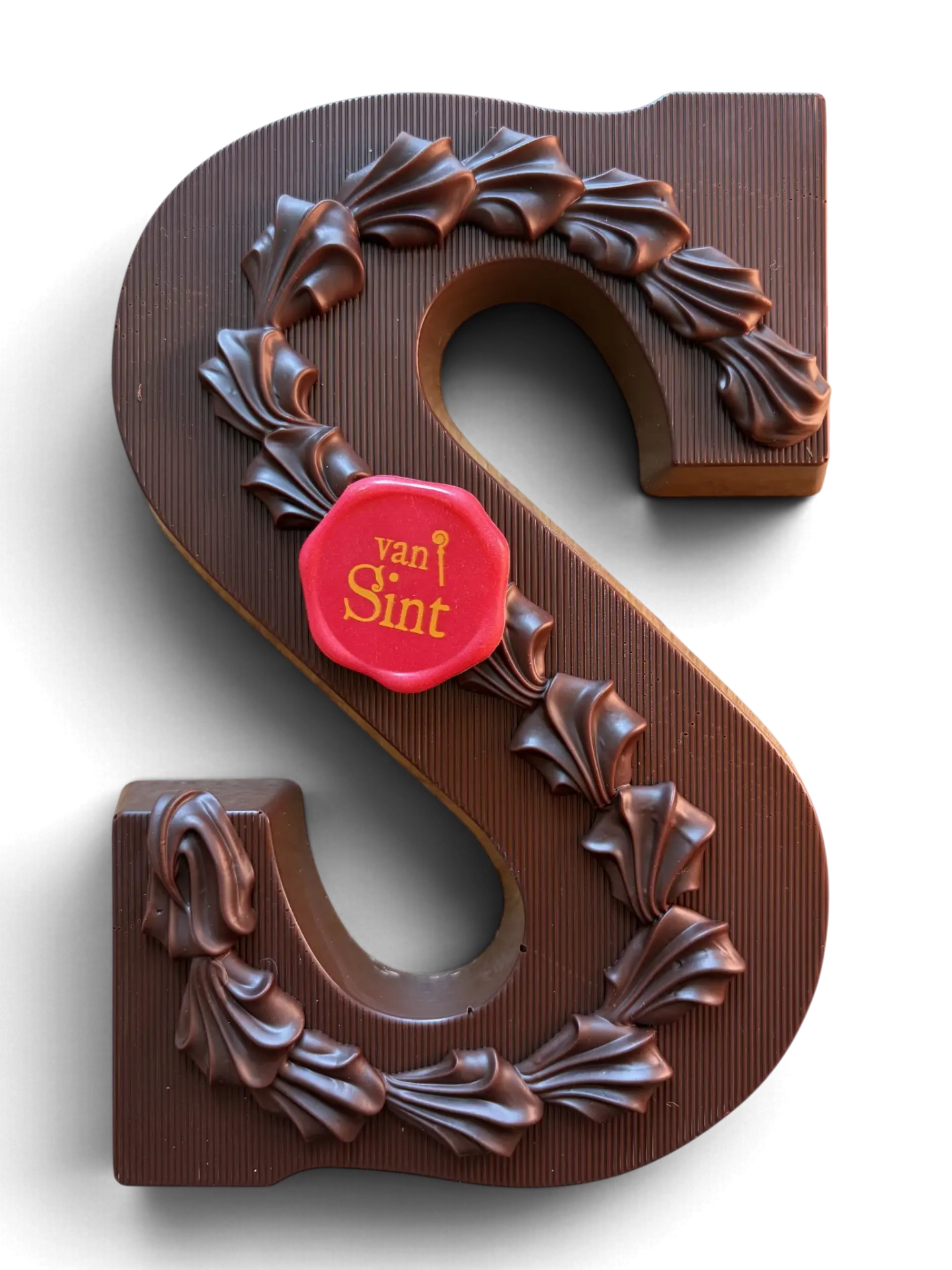 Chocoladeletter S, puur, Pure rozetten & zegel