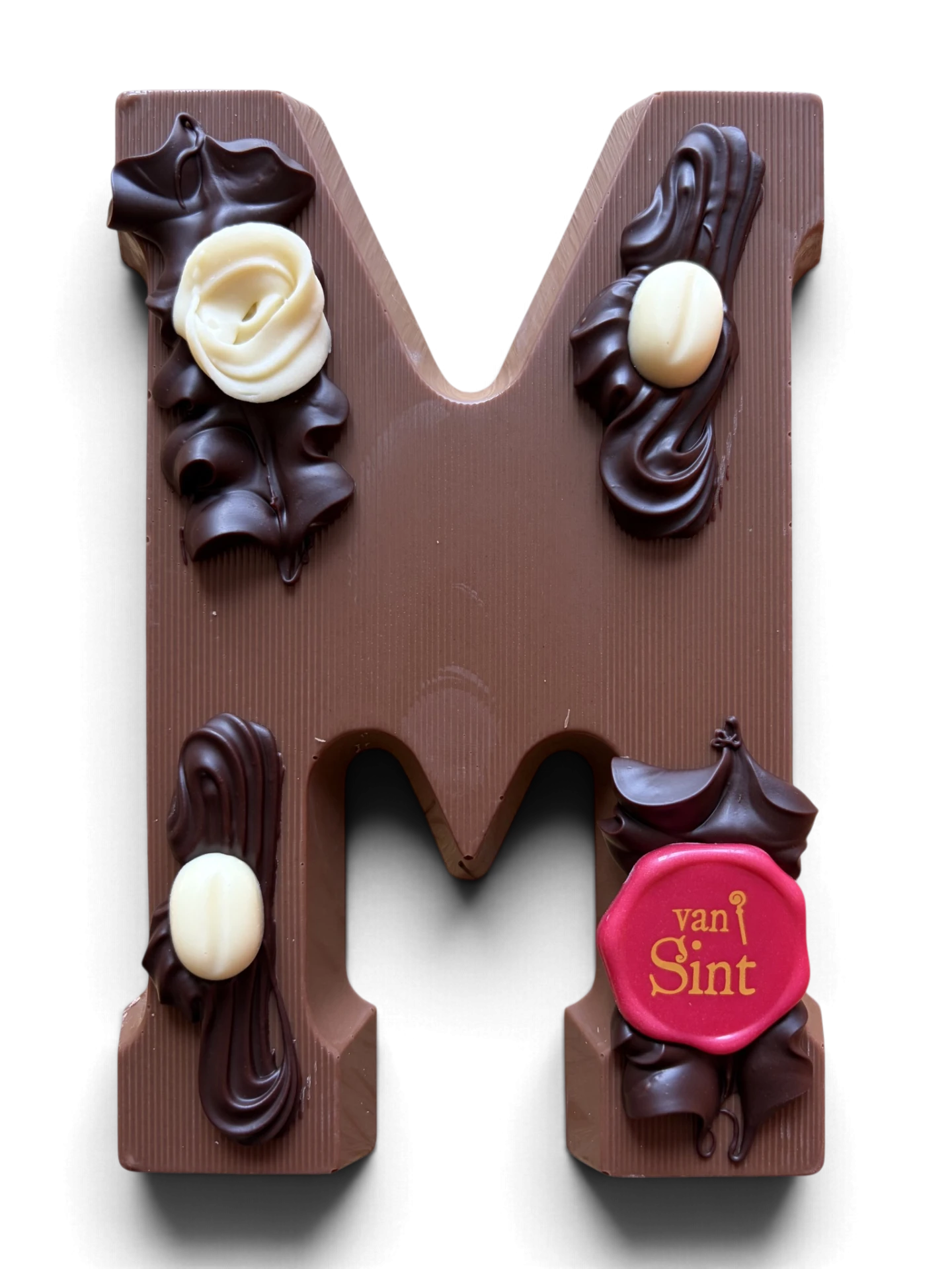Chocoladeletter M, melk, Van Sint-zegel