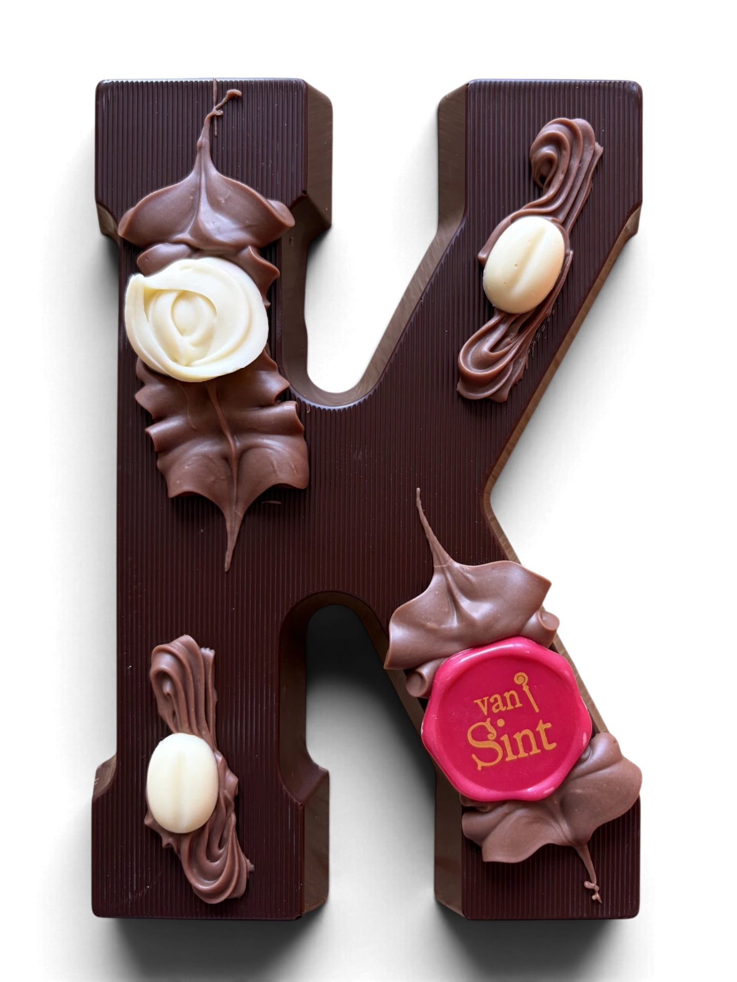 Chocoladeletter K, puur, Van Sint-zegel