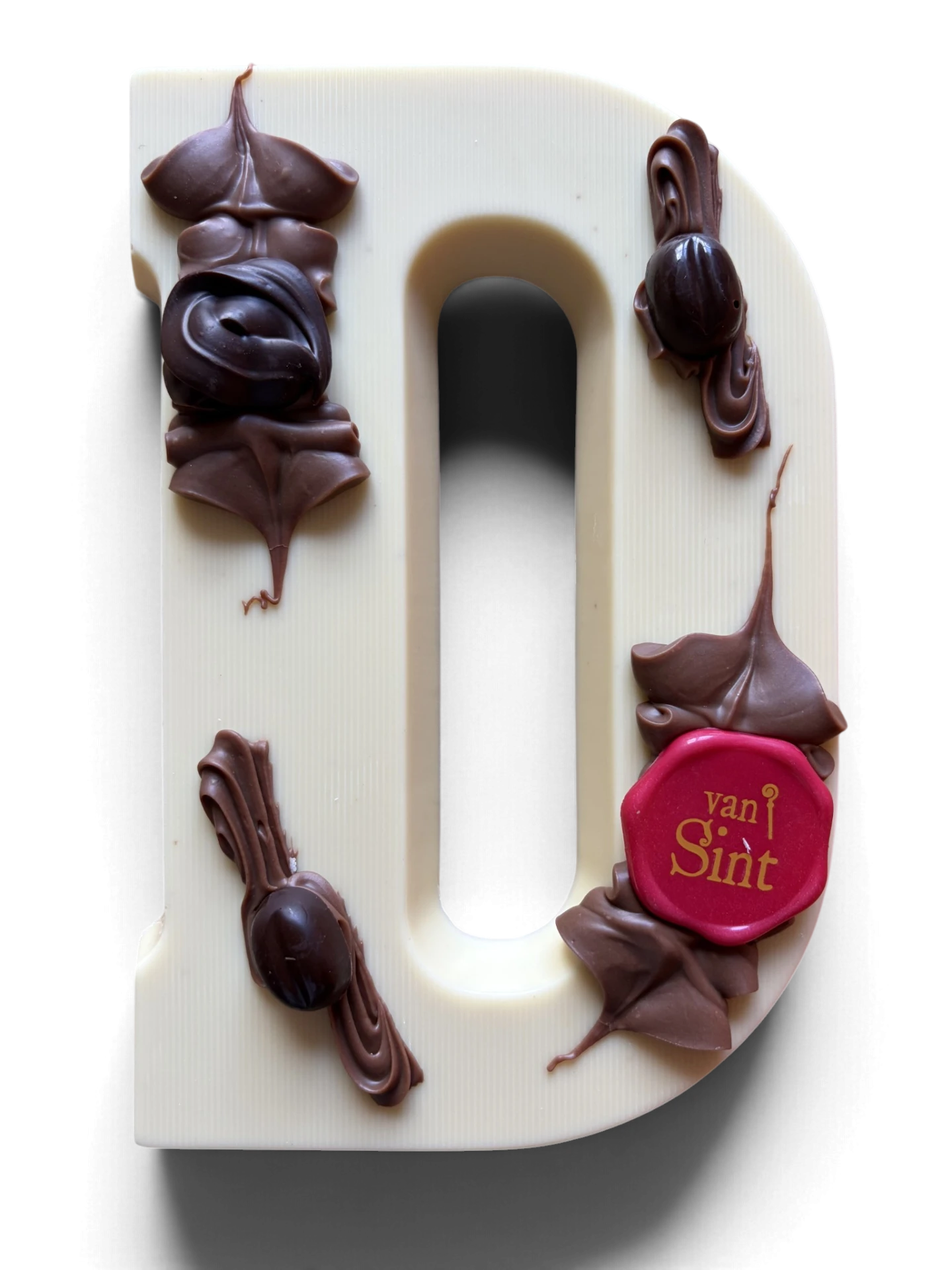 Chocoladeletter D, wit, Van Sint-zegel